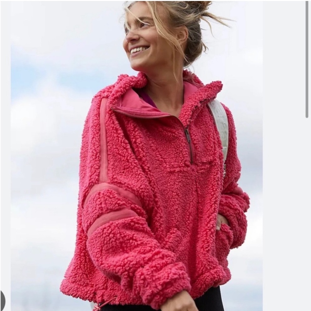 Free People Nantucket “Neon Coral” Hot Pink Fleece sz. XS